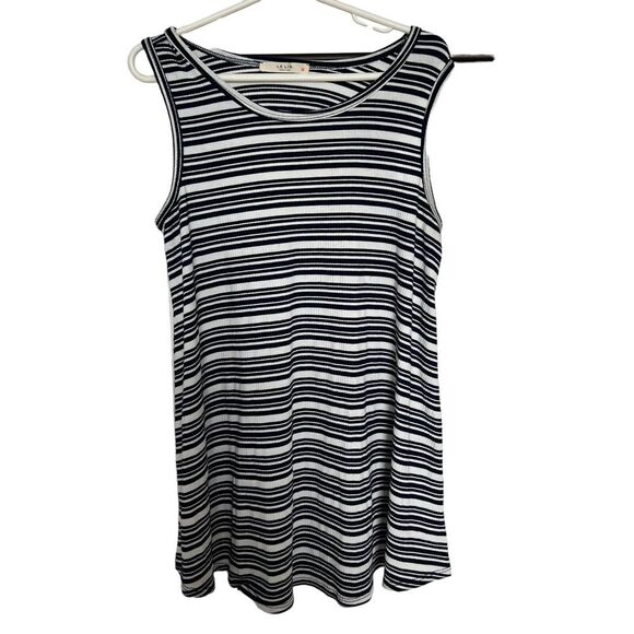 Le Lis Womens Tank Top Sleeveless Striped Cutout S Black‎ White - Picture 1 of 6